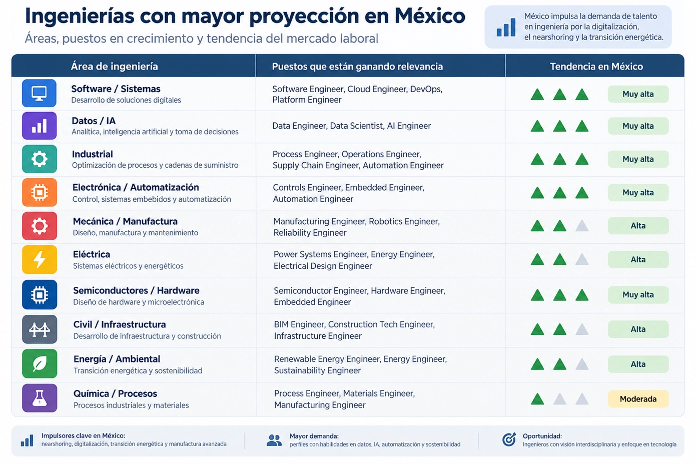 Ingenierías con mayor proyección